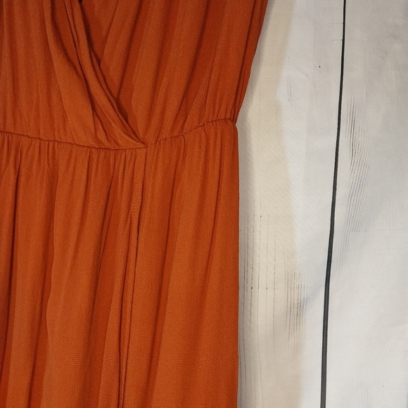 Maeve Anthropologie Rust V-Neck Faux Wrap Dress - Picture 5 of 15